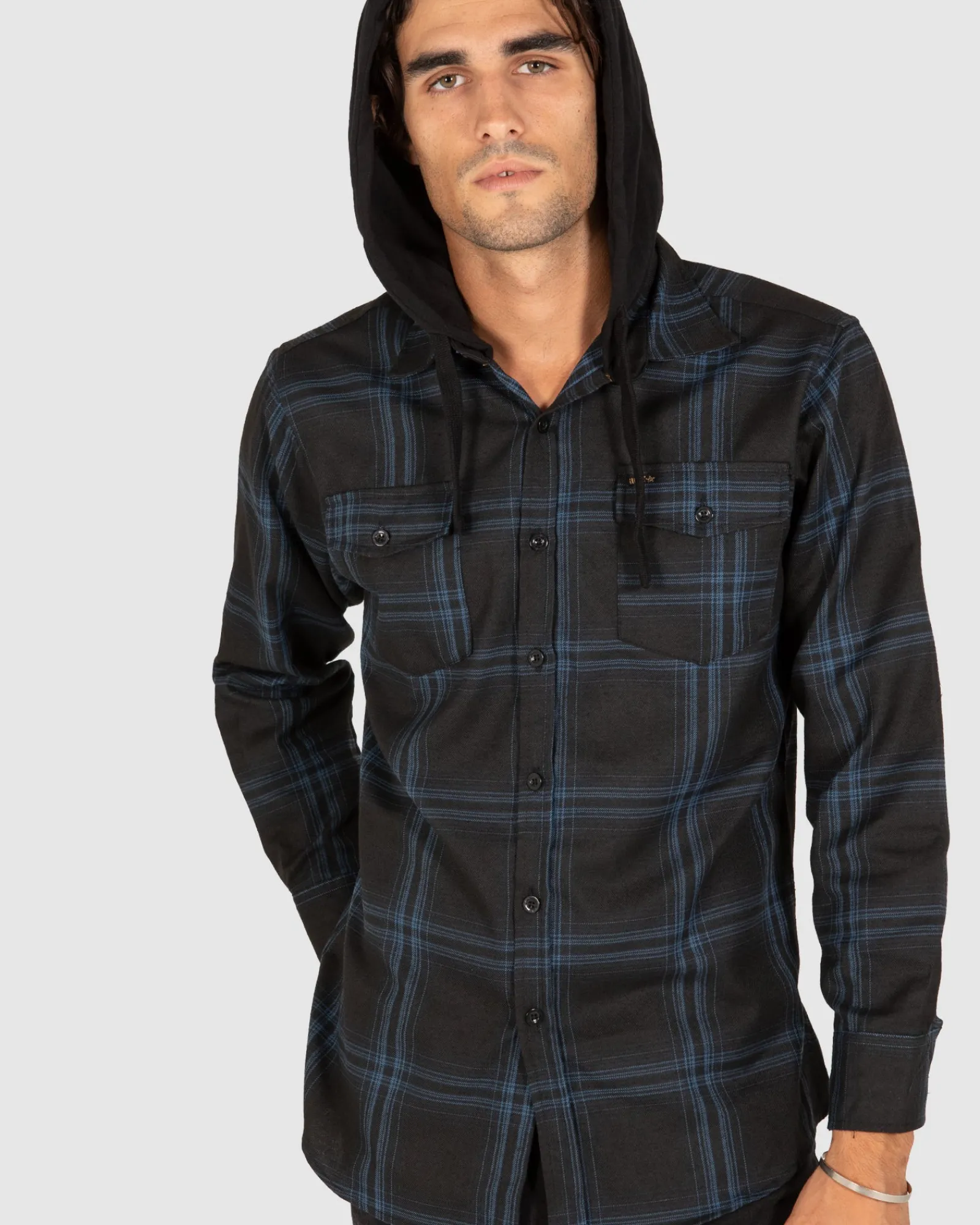 Unit Clothing UNIT Chester Mens Hooded Flannel Shirt Best Sale
