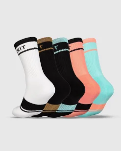 Unit Clothing UNIT Equip Hi -Lux Bamboo Socks - 5 Pack MULTI Clearance