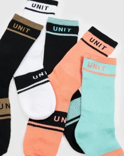Unit Clothing UNIT Equip Hi -Lux Bamboo Socks - 5 Pack MULTI Clearance