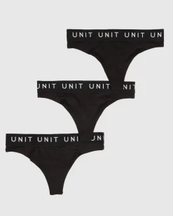 Unit Clothing UNIT Layer Ladies Thong - 3 Pack BLACK Online