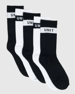 Unit Clothing UNIT Wander Bamboo Socks - 5 Pack BLACK WHITE Flash Sale